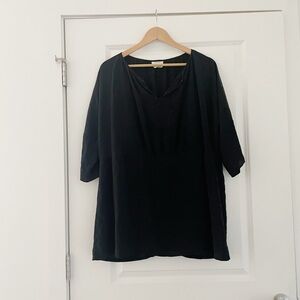 Jess Brown Silk Minimalist Tunic Top Blouse Neutral